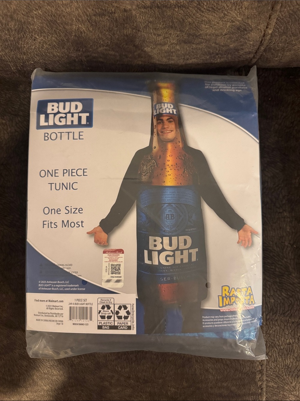 New Bud Light adults Bottle Halloween Costume - Blue Tunic one size fits most
